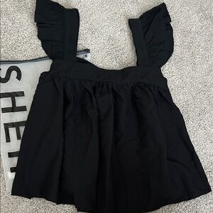 SHEIN Elegant Black Ruffle Blouse